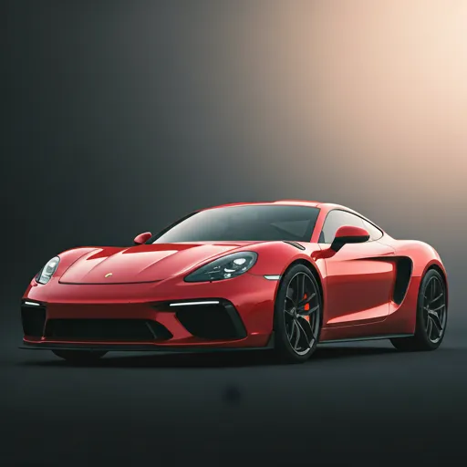 A red sports car on a winding road.