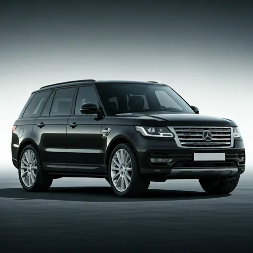 A white SUV driving through a scenic mountain pass.